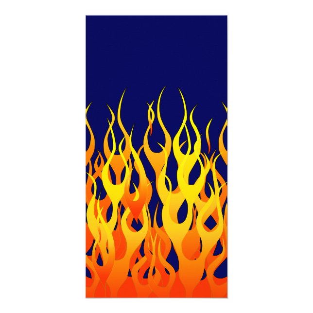 Classic Racing Flames Fire on Navy Blue Card (Front)