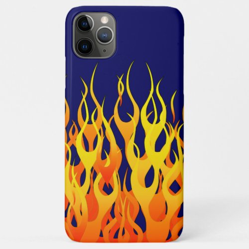 Classic Racing Flames Fire on Navy Blue iPhone 11 Pro Max Case
