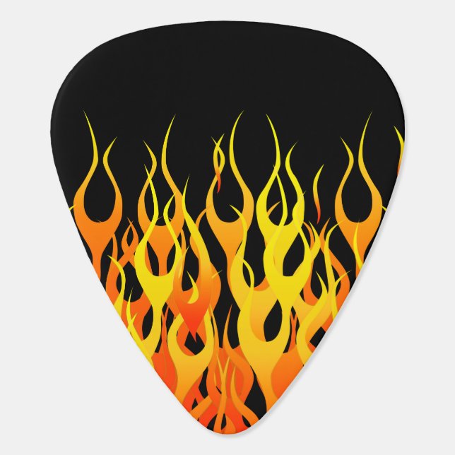 Classic Racing Flames Hot Rod  Style Guitar Pick (Back)