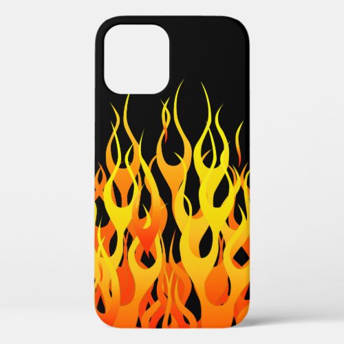 Classic Racing Flames on Black iPhone 12 Case