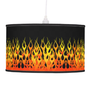 Classic Racing Flames on Solid Black Ceiling Lamp