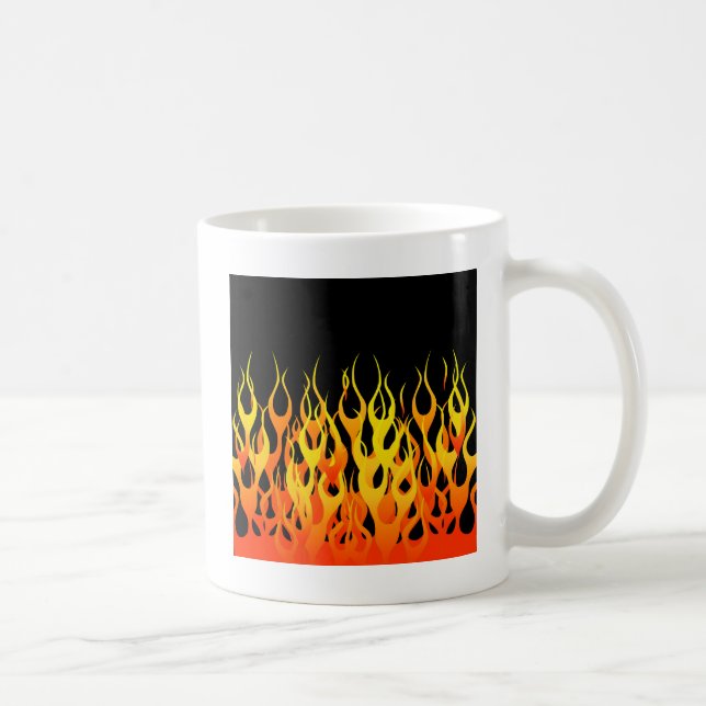 Classic Racing Flames on Solid Black Coffee Mug (Right)