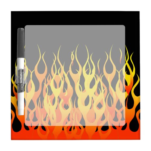 Classic Racing Flames on Solid Black Dry_Erase Board