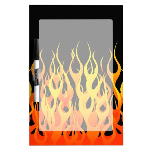 Classic Racing Flames on Solid Black Dry_Erase Board