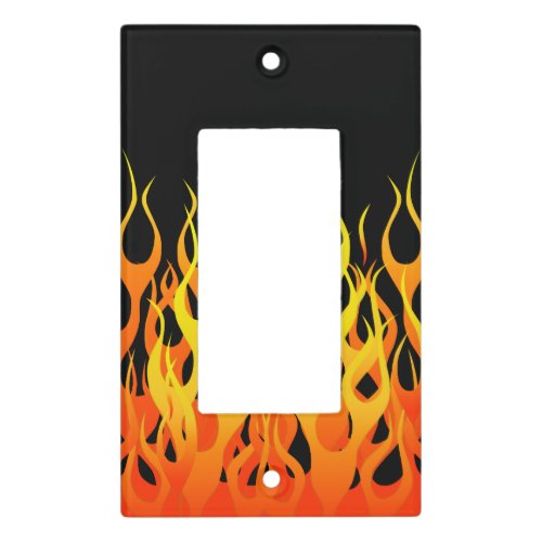 Classic Racing Flames on Solid Black Light Switch Cover