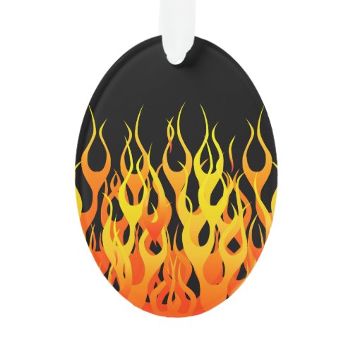 Classic Racing Flames on Solid Black Ornament