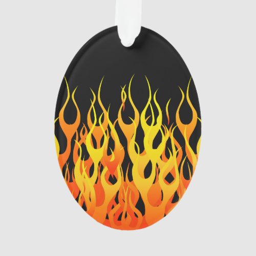 Classic Racing Flames on Solid Black Ornament