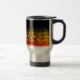 Classic Racing Flames on Solid Black Travel Mug