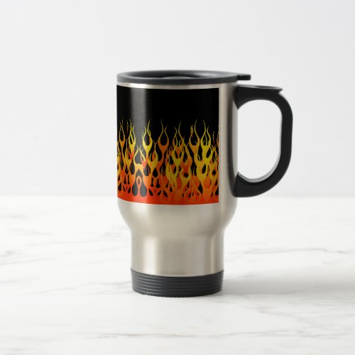 Classic Racing Flames on Solid Black Travel Mug