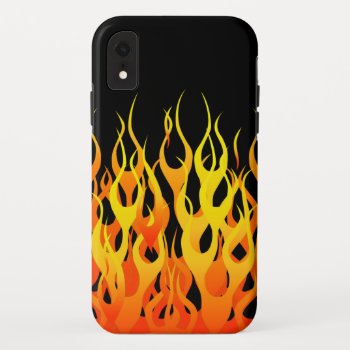Classic Racing Flames Pin Stripes On Black Iphone Xr Case by MustacheShoppe at Zazzle