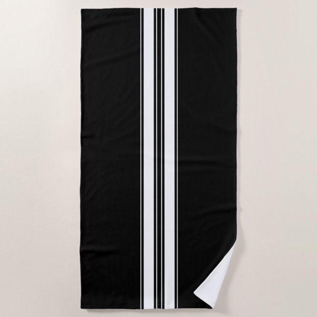 Classic Racing Pin Stripes Decor on a Beach Towel (Front)