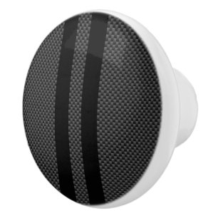 Classic Racing Stripes in Carbon Fiber Style Ceramic Knob