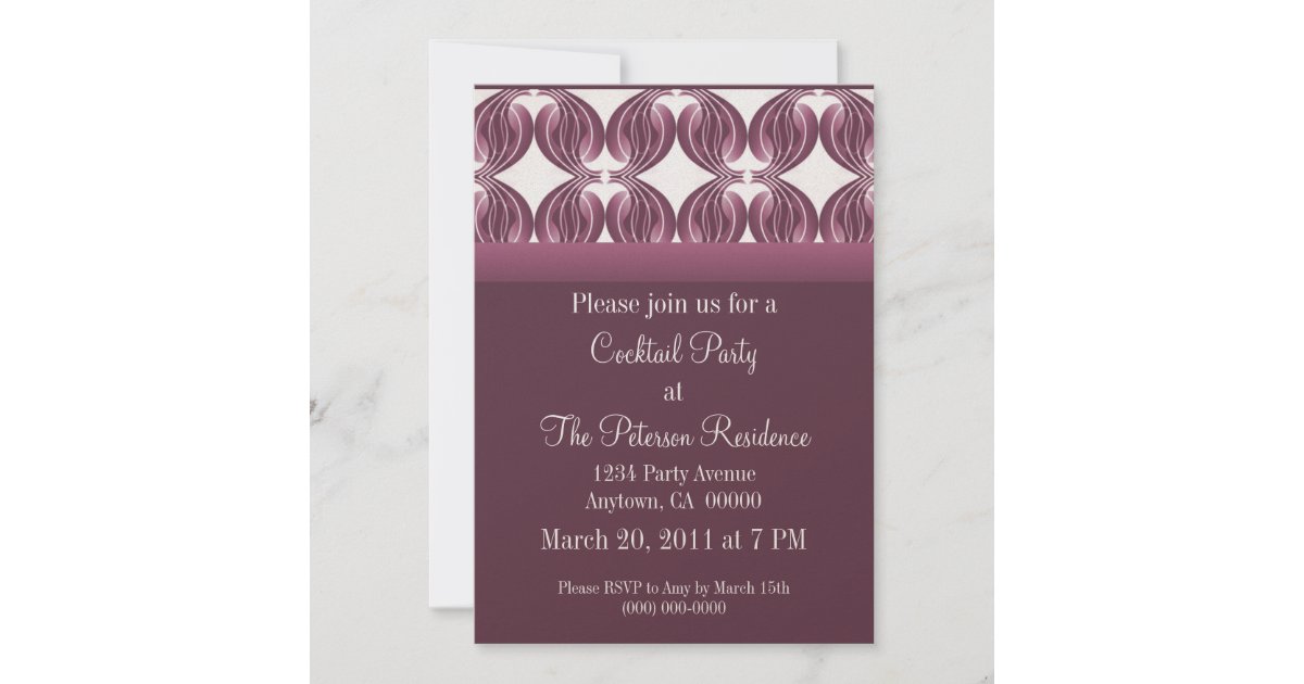 Classic Radiance Cocktail Party Invite, Burgundy Invitation Zazzle