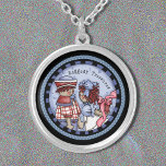 Classic Raggedy Ann Face Necklace<br><div class="desc">Classic Doll face on a round pendant comes with a sterling silver chain. Created with clipart by Alice Smith purchased at digiwebstudio.com</div>