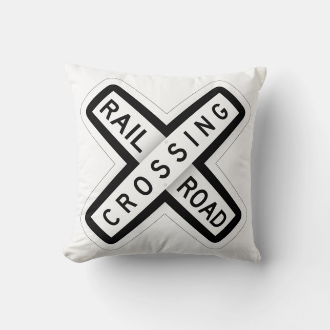 Classic Rail Road Crossing Sign Throw Pillow (Front)