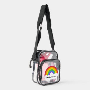Classic Rainbow and Clouds Personalized Clear Crossbody Bag