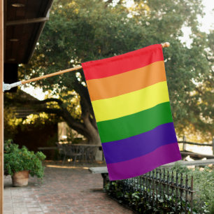 Classic Rainbow Horizontal Stripe LGBTQ Pride House Flag