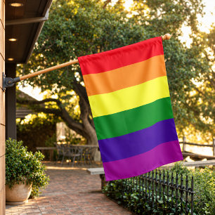 Classic Rainbow Horizontal Stripe LGBTQ Pride House Flag