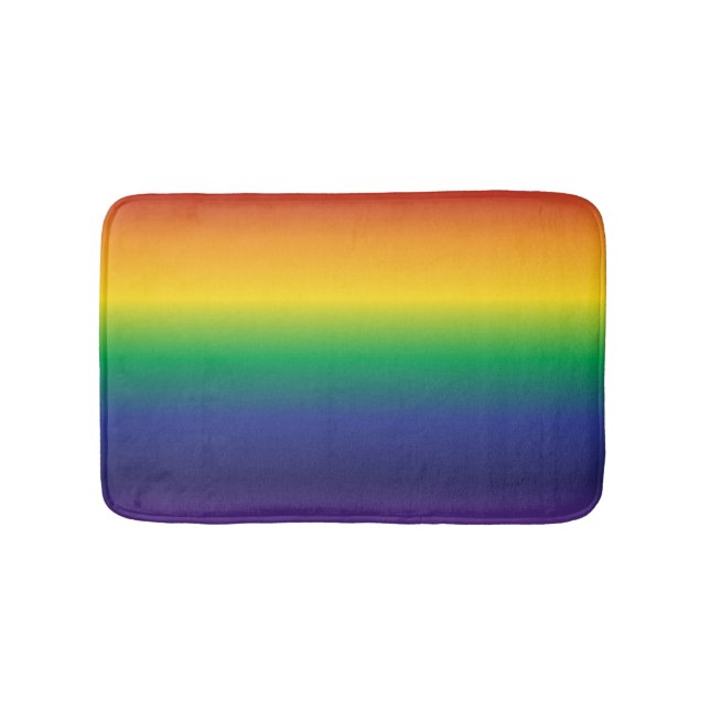 Classic Rainbow Primary Bright Colors Bath Mat (Front)