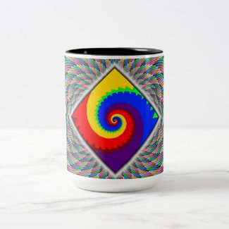 Classic Rainbow Spiral Two-Tone Coffee Mug