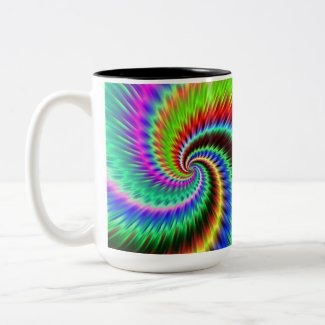 Classic Rainbow Spiral Two-Tone Coffee Mug