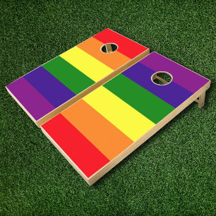 Classic Rainbow Stripe Gay Pride Flag Cornhole Set