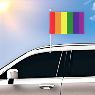 Classic Rainbow Stripe Gay Pride Parade Car Flag