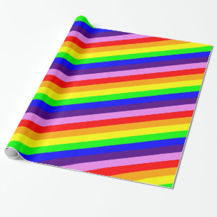 Classic Rainbow Stripes Bright Bold Multi Colored Wrapping Paper