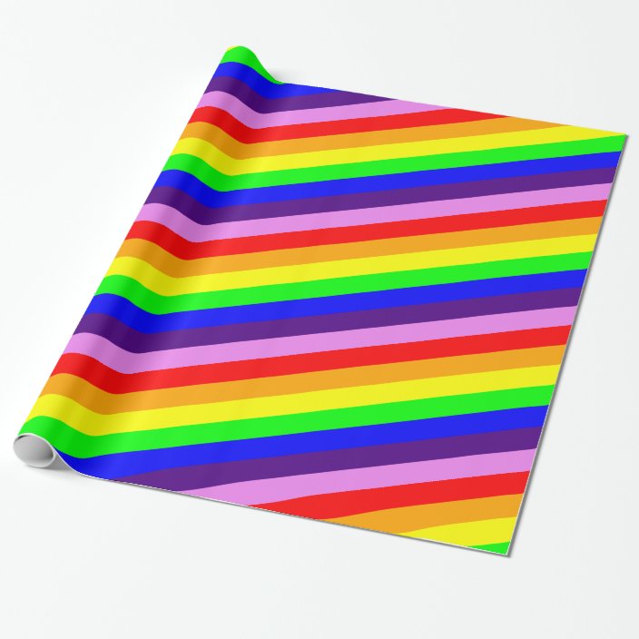 Classic Rainbow Stripes Bright Bold Multi Colored Wrapping Paper