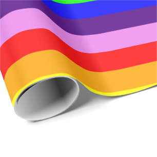 Classic Rainbow Stripes Bright Bold Multi Colored Wrapping Paper