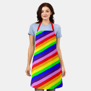 Classic Rainbow Stripes Diagonal Colorful Apron