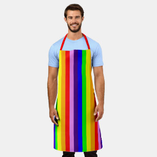 Classic Rainbow Stripes Vertical Colorful Fun Apron