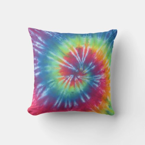 Classic Rainbow Swirl Tie Dye American MoJo Pillow