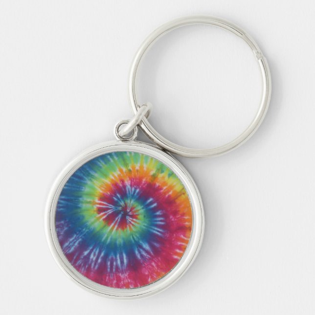 Classic Rainbow Tie Dye Swirl Keychain (Front)