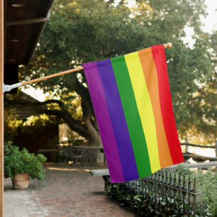 Classic Rainbow Vertical Stripe Gay Pride House Flag