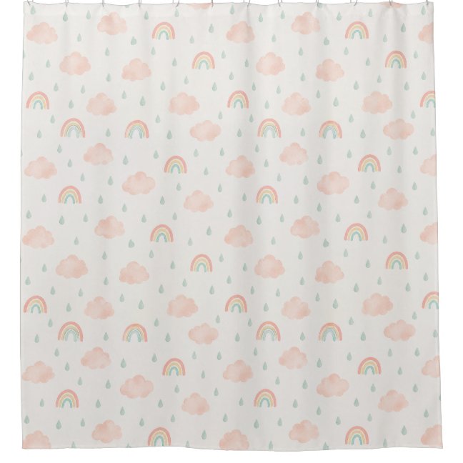 Classic Rainbows and Pink Clouds Pattern Shower Curtain