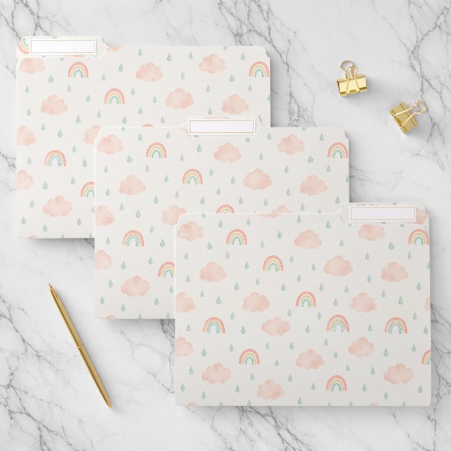 Classic Rainbows Clouds Pattern File Folder