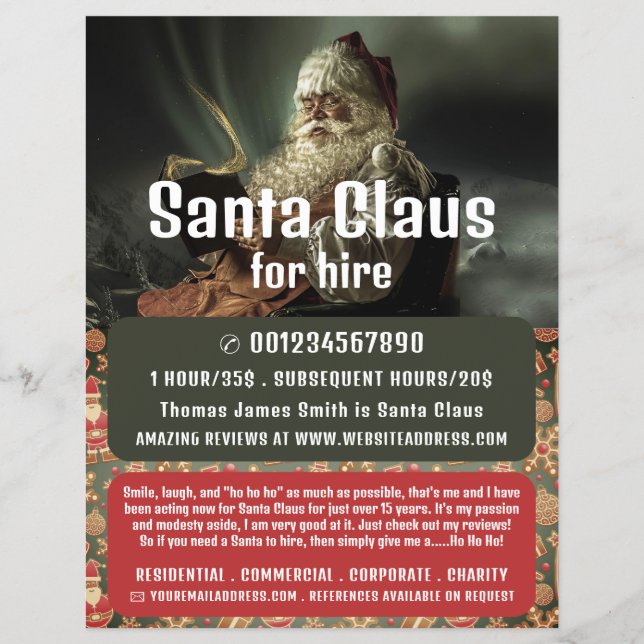 Classic Reading Santa, Santa Claus Entertainer Flyer (Front)