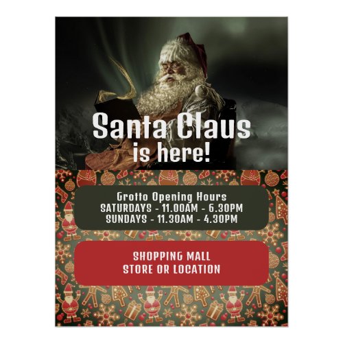 Classic Reading Santa Santa Claus Visitor Hours Poster