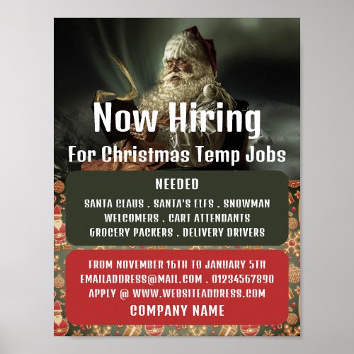 Classic Reading Santa Seasonal Recruitment Advert Poster