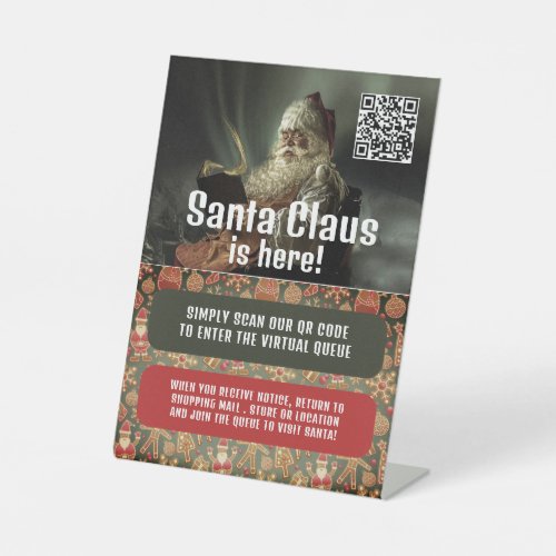 Classic Reading Santa Visit Santa QR Code Queue Pedestal Sign