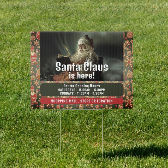 Classic Reading Santa, Visitor Hours Grotto Sign (Insitu)