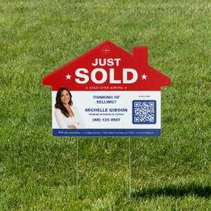 Classic Real Estate Just Sold Red White Blue Yard Sign
