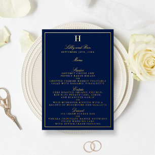 Classic Real Foil Pressed Wedding Menu Cards