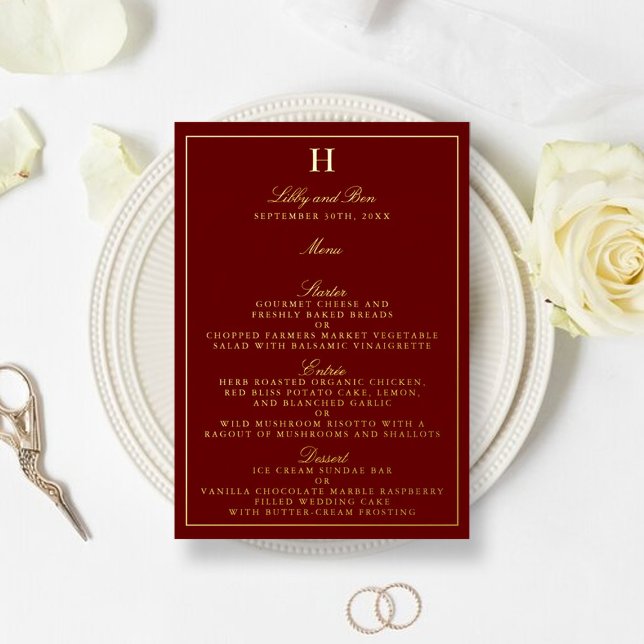 Classic Real Foil Pressed Wedding Menu Cards (Creator Uploaded)