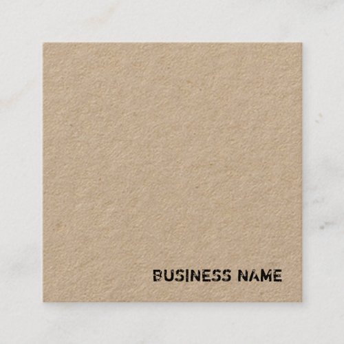 Classic Real Kraft Paper Template Distressed Text Square Business Card