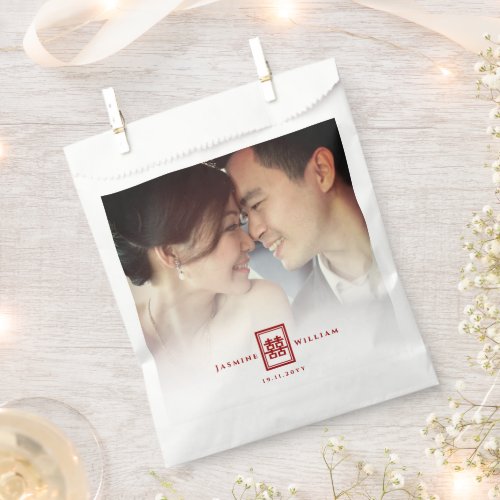 Classic Rectangle Double Happiness Chinese Wedding Favor Bag
