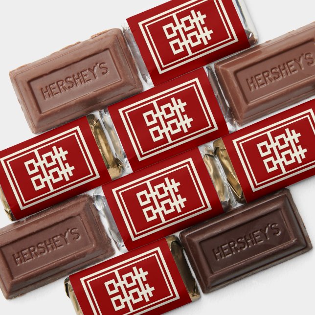 Classic Rectangle Double Happiness Chinese Wedding Hershey's Miniatures (Assorted)