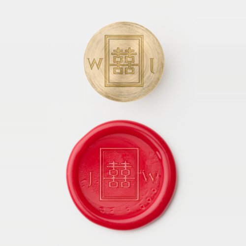 Classic Rectangle Double Happiness Chinese Wedding Wax Seal Stamp