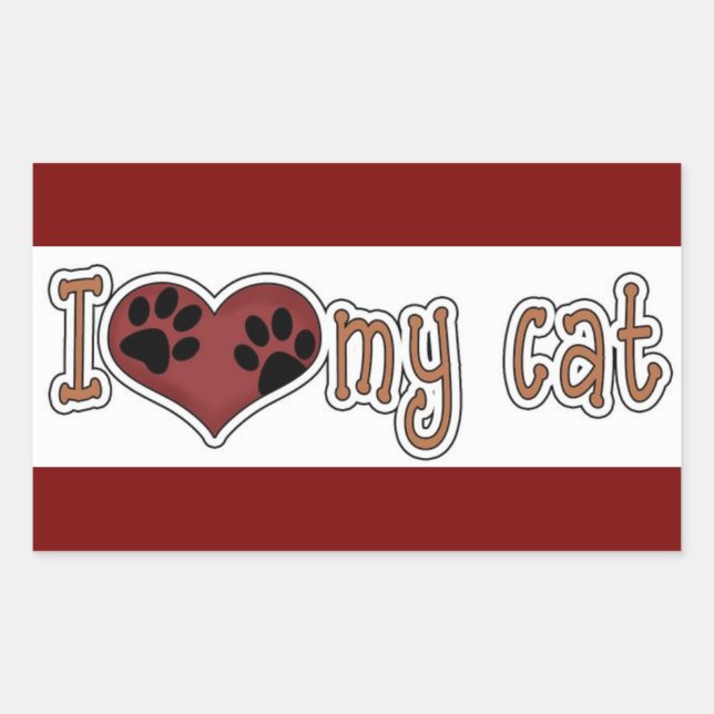 Classic rectangle Sticker/I Love my Cat Rectangular Sticker (Front)